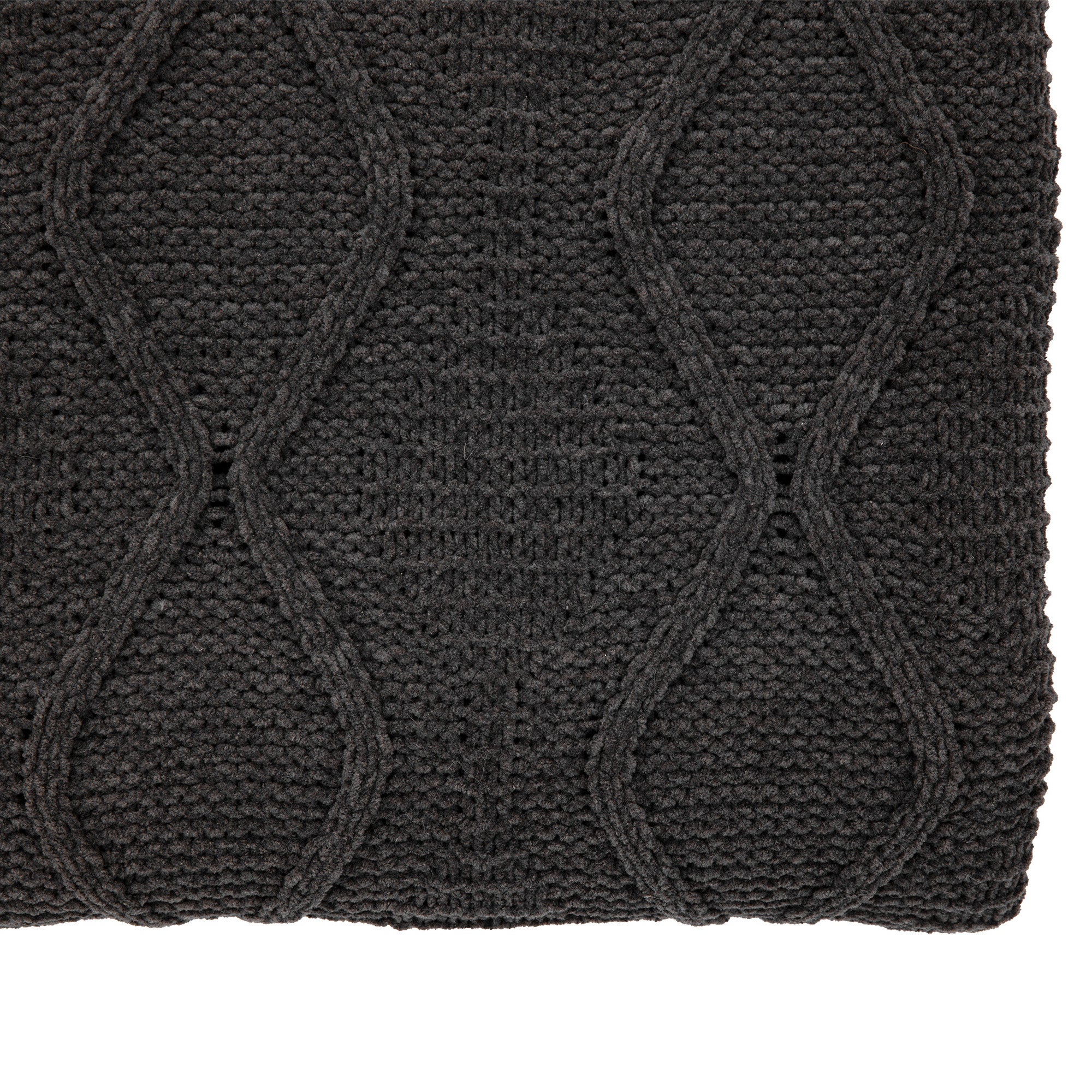 Chenille Grey Knit Cable Throw